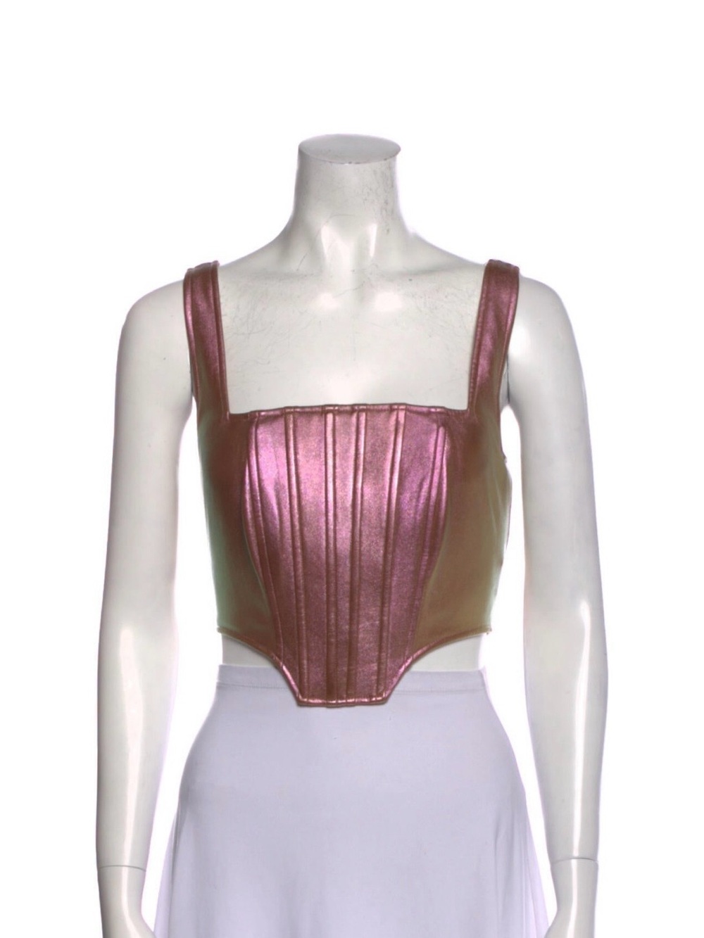 Metallic Pink Structured Corset Crop Top - Women
